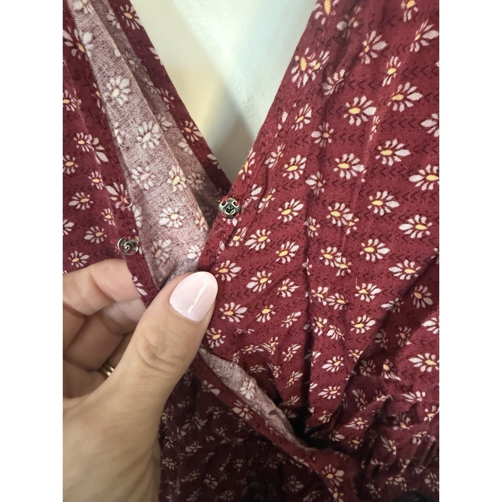 Boho Red Floral Long Dress Size Small Cottagecore  Romantic  Band Of Gypsies - Picture 4 of 10